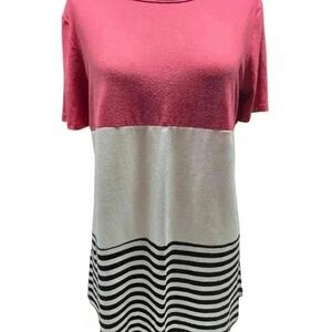 Women’s Zenana Round Neck Color Block Top T-shirt Happy Top Blouse - Large